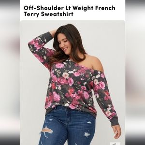 Torrid Off Shoulder Lt Weight French Terry Sweatshirt